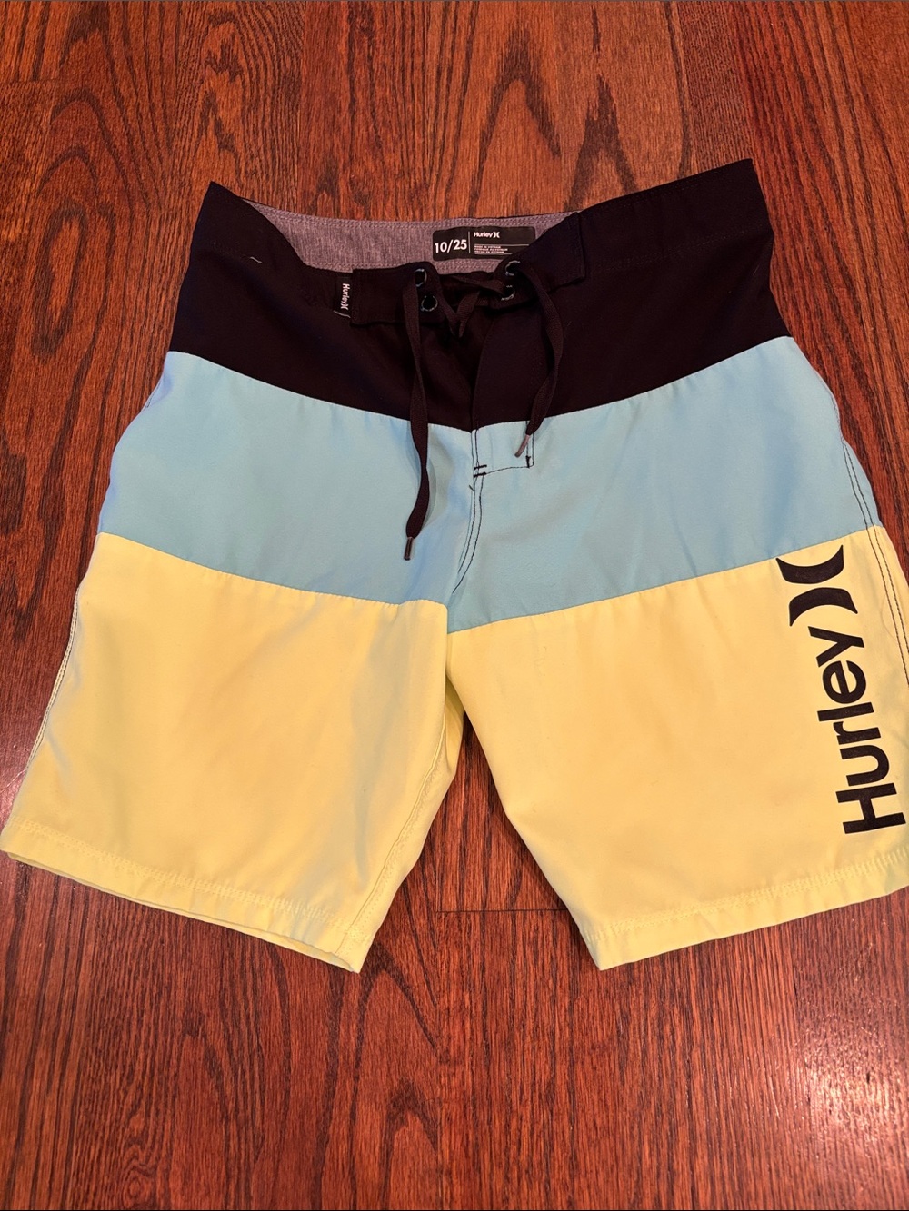 Hurley Boys Black, Light Blue & Yellow Colorblock Board Shorts